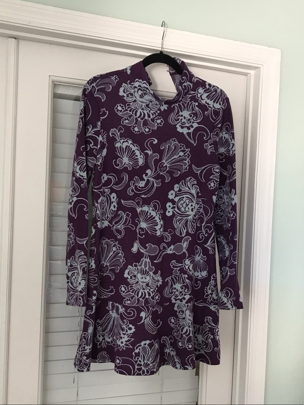 Anthropologie Purple Floral-Print Long Sleeve Dress